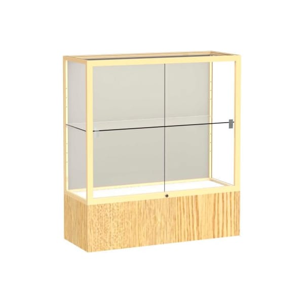 Waddell Display Case Of Ghent Reliant Counter Case, Plaque Back, Champagne Gold Frame, Light Oak Vinyl Base, 36"L x 40"H x 14"D 2281PB-GD-LV - main